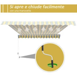Outsunny Tenda Da Sole Avvolgibile A Braccio Manuale A Parete, Grigio E Giallo, 3.5m -Vendite VIDAXL 29807969 4