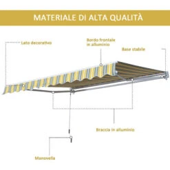 Outsunny Tenda Da Sole Avvolgibile A Braccio Manuale A Parete, Grigio E Giallo, 3.5m -Vendite VIDAXL 29807969 5