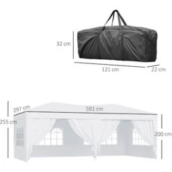 Outsunny Gazebo Pieghevole Da Giardino Con 6 Pannelli Laterali, Bianco, 6x3x2.55m -Vendite VIDAXL 29807977 3