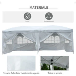 Outsunny Gazebo Pieghevole Da Giardino Con 6 Pannelli Laterali, Bianco, 6x3x2.55m -Vendite VIDAXL 29807977 5