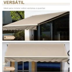 Outsunny Tenda Da Sole A Braccio Avvolgibile Manuale In Poliestere Impermeabile, Beige, 4x2.5m -Vendite VIDAXL 29807985 4