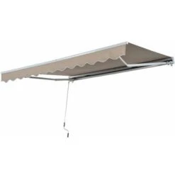 Outsunny Tenda Da Sole A Braccio Avvolgibile Manuale In Poliestere Impermeabile, Beige, 4x2.5m -Vendite VIDAXL 29807985 5