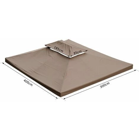 Outsunny Tetto Sostitutivo Per Gazebo, Caffè, 3x4m 3 Outsunny Tetto Sostitutivo Per Gazebo, Caffè, 3x4m - immagine 3