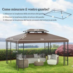 Outsunny Tetto Sostitutivo Per Gazebo, Caffè, 3x4m 8 Outsunny Tetto Sostitutivo Per Gazebo, Caffè, 3x4m -Vendite VIDAXL 29808697 4