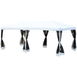 Outsunny Gazebo Impermeabile Pieghevole Con Zanzariera, Crema, 3x6m