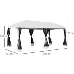 Outsunny Gazebo Impermeabile Pieghevole Con Zanzariera, Crema, 3x6m -Vendite VIDAXL 29808725 3