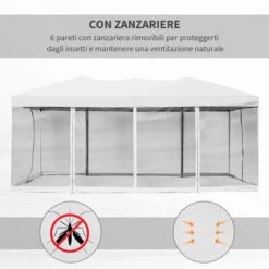 Outsunny Gazebo Impermeabile Pieghevole Con Zanzariera, Crema, 3x6m -Vendite VIDAXL 29808725 4