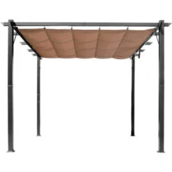 Outsunny Gazebo Pergola Da Giardino 3X4m Telo Scorrevole In Poliestere Impermeabile E Struttura In Alluminio