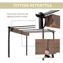 Outsunny Gazebo Pergola Da Giardino 3X4m Telo Scorrevole In Poliestere Impermeabile E Struttura In Alluminio -Vendite VIDAXL 29808730 4