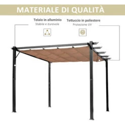Outsunny Gazebo Pergola Da Giardino 3X4m Telo Scorrevole In Poliestere Impermeabile E Struttura In Alluminio -Vendite VIDAXL 29808730 5
