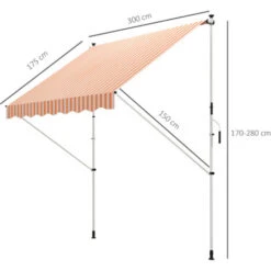 Outsunny Tenda Da Sole A Muro Con Pali Di Supporto, Bianco E Giallo, 300x150cm -Vendite VIDAXL 29808731 5