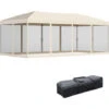 Outsunny Gazebo Pieghevole In Acciaio Con Zanzariere Impermeabili In Polietilene, Beige, 3x6m