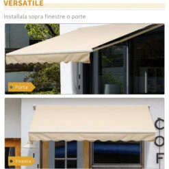 Outsunny Tenda Da Sole Avvolgibile Da Esterno Impermeabile In Alluminio, Beige, 3x2.5m 8 Outsunny Tenda Da Sole Avvolgibile Da Esterno Impermeabile In Alluminio, Beige, 3x2.5m -Vendite VIDAXL 29809043 4