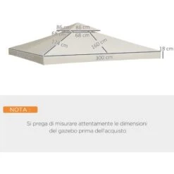 Outsunny Tetto Di Ricambio Impermeabile Per Gazebo Da Giardino Doppio Tetto 3x3m -Vendite VIDAXL 29809713 4