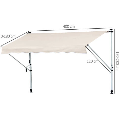 Outsunny Tenda Da Sole A Bracci Telescopica Con Manovella Metallo E Poliestere 3 Outsunny Tenda Da Sole A Bracci Telescopica Con Manovella Metallo E Poliestere - immagine 3