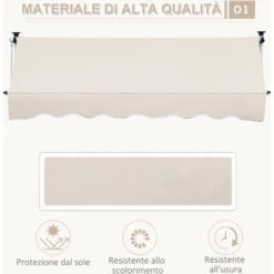 Outsunny Tenda Da Sole A Bracci Telescopica Con Manovella Metallo E Poliestere 8 Outsunny Tenda Da Sole A Bracci Telescopica Con Manovella Metallo E Poliestere -Vendite VIDAXL 29967958 4