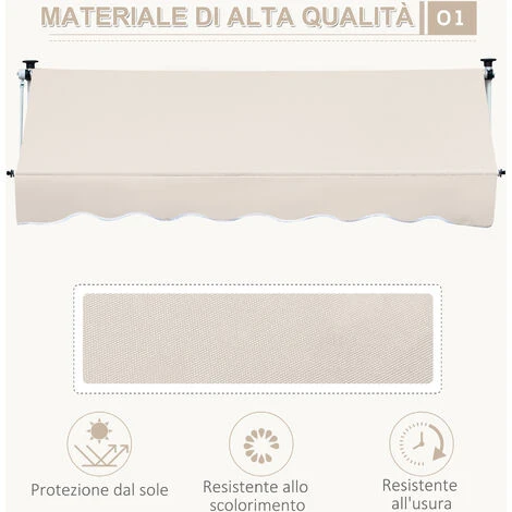 Outsunny Tenda Da Sole A Bracci Telescopica Con Manovella Metallo E Poliestere 4 Outsunny Tenda Da Sole A Bracci Telescopica Con Manovella Metallo E Poliestere - immagine 4