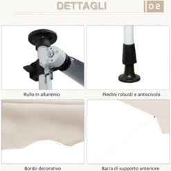 Outsunny Tenda Da Sole A Bracci Telescopica Con Manovella Metallo E Poliestere 9 Outsunny Tenda Da Sole A Bracci Telescopica Con Manovella Metallo E Poliestere -Vendite VIDAXL 29967958 5
