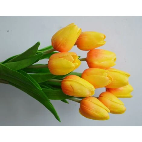 10 Splendido Bouquet Di Tulipani Artificiali In PU Con Tocco Realistico Con Stelo - Arancio 2 10 Splendido Bouquet Di Tulipani Artificiali In PU Con Tocco Realistico Con Stelo - Arancio - immagine 2