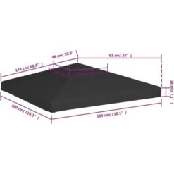 Copertura Superiore Per Gazebo 270 G/m² 3x3 M Nera VidaXL -Vendite VIDAXL 30604174 3
