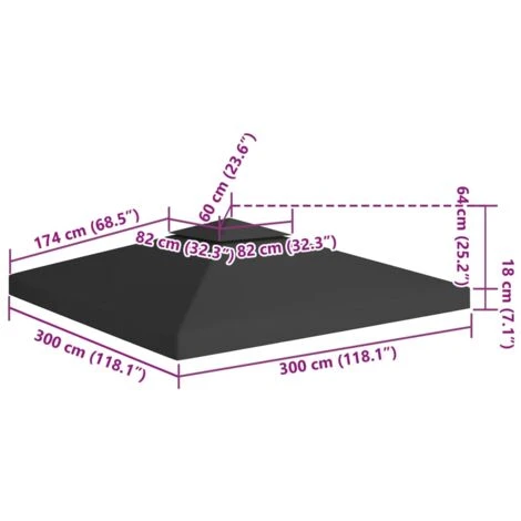 Copertura Superiore Per Gazebo A 2 Strati 310 G/m² 3x3 M Nera VidaXL 4 Copertura Superiore Per Gazebo A 2 Strati 310 G/m² 3x3 M Nera VidaXL - immagine 4