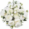 4 Mazzi Di Fiori Di Peonia In Seta Artificiale Glorioso Fiore Finto Per La Decorazione Della Casa Nuziale Della Festa Nuziale, 5 Forchette, 9 Teste (bianco)