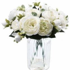 4 Mazzi Di Fiori Di Peonia In Seta Artificiale Glorioso Fiore Finto Per La Decorazione Della Casa Nuziale Della Festa Nuziale, 5 Forchette, 9 Teste (bianco) -Vendite VIDAXL 31782272 4
