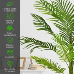Pianta Finta 1,3M Palma Artificiale Con Vaso, Per Decorare Casa E Ufficio, Libera Installazione -Vendite VIDAXL 33344676 3