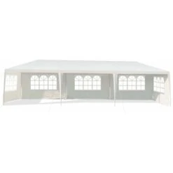 COSTWAY Gazebo Da Giardino 3 X 9 M, Tendone Per Feste Con 5 Pannelli Laterali Rimovibili, Impermeabile Protezione UV, Per Matrimonio Eventi E Barbecue