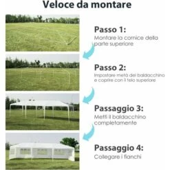 COSTWAY Gazebo Da Giardino 3 X 9 M, Tendone Per Feste Con 5 Pannelli Laterali Rimovibili, Impermeabile Protezione UV, Per Matrimonio Eventi E Barbecue -Vendite VIDAXL 33966016 4
