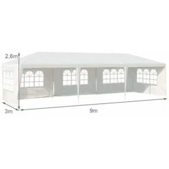 COSTWAY Gazebo Da Giardino 3 X 9 M, Tendone Per Feste Con 5 Pannelli Laterali Rimovibili, Impermeabile Protezione UV, Per Matrimonio Eventi E Barbecue -Vendite VIDAXL 33966016 5