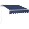 COSTWAY Tenda Da Sole Per Esterno Avvolgibile, Tenda Da Sole A Bracci Estensibili Con Telaio In Alluminio E Tettuccio Resistente Al Sole E Impermeabile E Manovella (250 X 200 Cm, Blu)