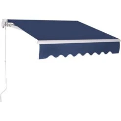 COSTWAY Tenda Da Sole Per Esterno Avvolgibile, Tenda Da Sole A Bracci Estensibili Con Telaio In Alluminio E Tettuccio Resistente Al Sole E Impermeabile E Manovella (250 X 200 Cm, Blu)