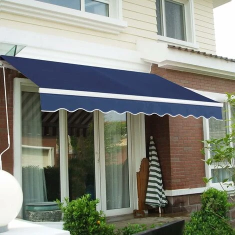 COSTWAY Tenda Da Sole Per Esterno Avvolgibile, Tenda Da Sole A Bracci Estensibili Con Telaio In Alluminio E Tettuccio Resistente Al Sole E Impermeabile E Manovella (250 X 200 Cm, Blu) 2 COSTWAY Tenda Da Sole Per Esterno Avvolgibile, Tenda Da Sole A Bracci Estensibili Con Telaio In Alluminio E Tettuccio Resistente Al Sole E Impermeabile E Manovella (250 X 200 Cm, Blu) - immagine 2