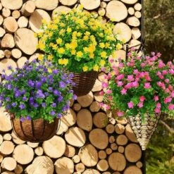 SOEKAVIA Fiori Finti Artificiali Per Esterni, Verde In Plastica Artistica Per Fioriere Da Appendere All'aperto Per Interni Home Office Decorazioni Per La Fattoria Di Nozze 8 Pezzi Giallo -Vendite VIDAXL 35821404 5