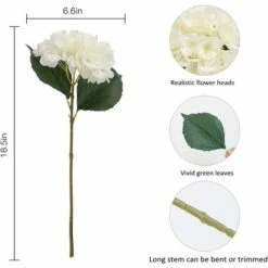 SOEKAVIA Fiore Di Ortensia Artificiale, 5 Pezzi Di Bouquet Di Ortensie Con Testa Da 6,3 Pollici A Stelo Lungo In Seta Per Matrimonio, Casa, Hotel, Decorazioni Per Feste, Composizioni Floreali (bianco) -Vendite VIDAXL 36034396 5