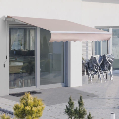 Outsunny Tenda Da Sole A Braccio Avvolgibile Manuale In Poliestere Impermeabile, Beige, 3x2m 2 Outsunny Tenda Da Sole A Braccio Avvolgibile Manuale In Poliestere Impermeabile, Beige, 3x2m - immagine 2