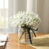 SOEKAVIA Neonati Respiro Artificiale Bouquet Finto Gypsophila Fiore Sfuso In Bianco Per Ghirlanda Di Nozze Decorazione Per Giardino Per Feste A Casa 8 Pezzi