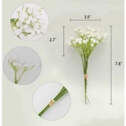 SOEKAVIA Neonati Respiro Artificiale Bouquet Finto Gypsophila Fiore Sfuso In Bianco Per Ghirlanda Di Nozze Decorazione Per Giardino Per Feste A Casa 8 Pezzi -Vendite VIDAXL 36224029 3