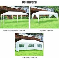 COSTWAY Gazebo Da Giardino 6 X 3 M, Tendone Per Feste Con 4 Pareti Rimovibili, Con Borsa Di Trasporto, Impermeabile Protezione UV, Per Matrimonio Eventi E Barbecue -Vendite VIDAXL 36591335 3