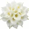 SOEKAVIA 20 Pezzi Sposa Calla Lilies Bouquet Di Fiori Artificiali Latex Blossom Real Touch Home Party Wedding Decoration (bianco-giallo)