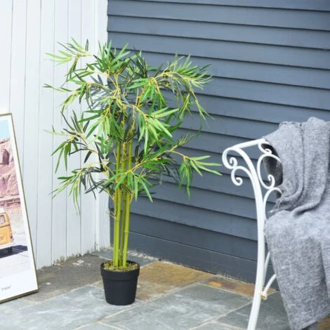 Outsunny Bambù In Vaso Artificiale, Decorazione Da Interno Ed Esterno, Altezza 120cm - Verde 2 Outsunny Bambù In Vaso Artificiale, Decorazione Da Interno Ed Esterno, Altezza 120cm - Verde - immagine 2