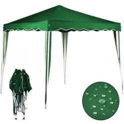 Gazebo 3x3 Pieghevole Verde Impermeabile Richiudibile Tendone Giardino Con Sacca