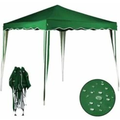 Gazebo 3x3 Pieghevole Verde Impermeabile Richiudibile Tendone Giardino Con Sacca -Vendite VIDAXL 4083065 5