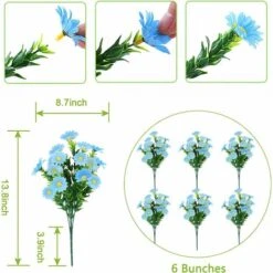 SOEKAVIA Set Di 6 Fiori Artificiali Margherite - Margherite Artificiali Fiori Per Esterni Piante Finte, Per Finestre, Scatole Appese, Decorazioni Per Interni Ed Esterni (blu) -Vendite VIDAXL 44261681 3