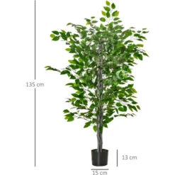HOMCOM Pianta Artificiale Di Ficus Alta 135cm Con Vaso Per Interno Ed Esterno - Verde 7 HOMCOM Pianta Artificiale Di Ficus Alta 135cm Con Vaso Per Interno Ed Esterno - Verde -Vendite VIDAXL 49307531 3
