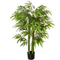 HOMCOM Pianta Finta Bambù In Vaso 140cm Per Interno Ed Esterno, Bambù Artificiale E Realistico Con 336 Foglie