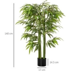 HOMCOM Pianta Finta Bambù In Vaso 140cm Per Interno Ed Esterno, Bambù Artificiale E Realistico Con 336 Foglie -Vendite VIDAXL 49341341 3