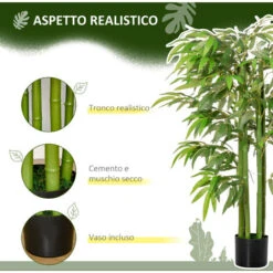 HOMCOM Pianta Finta Bambù In Vaso 140cm Per Interno Ed Esterno, Bambù Artificiale E Realistico Con 336 Foglie -Vendite VIDAXL 49341341 5