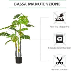 HOMCOM Monstera Pianta Artificiale Per Interno Ed Esterno, Pianta Finta Realistica Con 20 Foglie, 120cm 9 HOMCOM Monstera Pianta Artificiale Per Interno Ed Esterno, Pianta Finta Realistica Con 20 Foglie, 120cm -Vendite VIDAXL 49341342 5